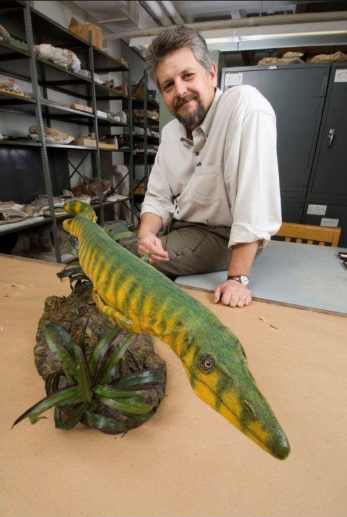 Michael Polcyn with a mosasaur